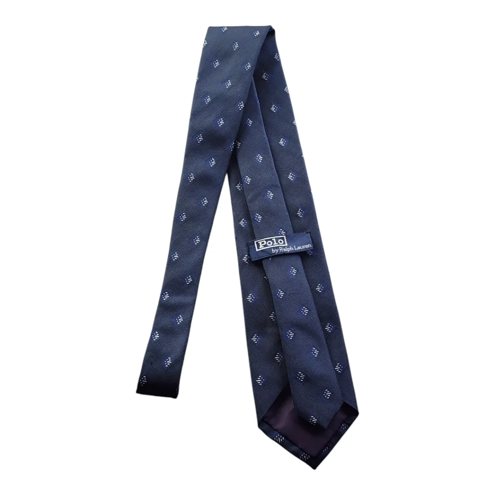 Vintage Polo Ralph Lauren Navy Geometric Silk Tie Made in USA Hand Sewn